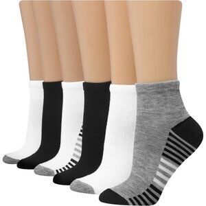 🆕 Women Black 6-Pair Comfort Fit Ankle Socks Casual Cushioning Work Gym Sports